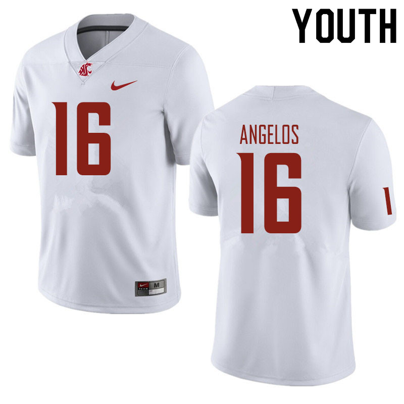 Youth #16 Aaron Angelos Washington State Cougars Football Jerseys Sale-White - Click Image to Close